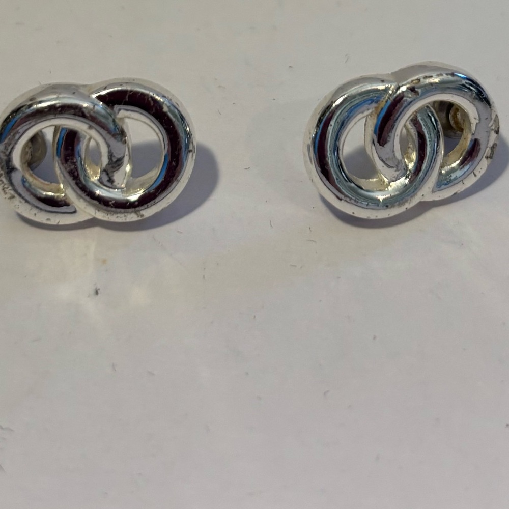 Napier Silver-tone Earrings Entwined Loops Vintage Jewelry Contemporary Classics